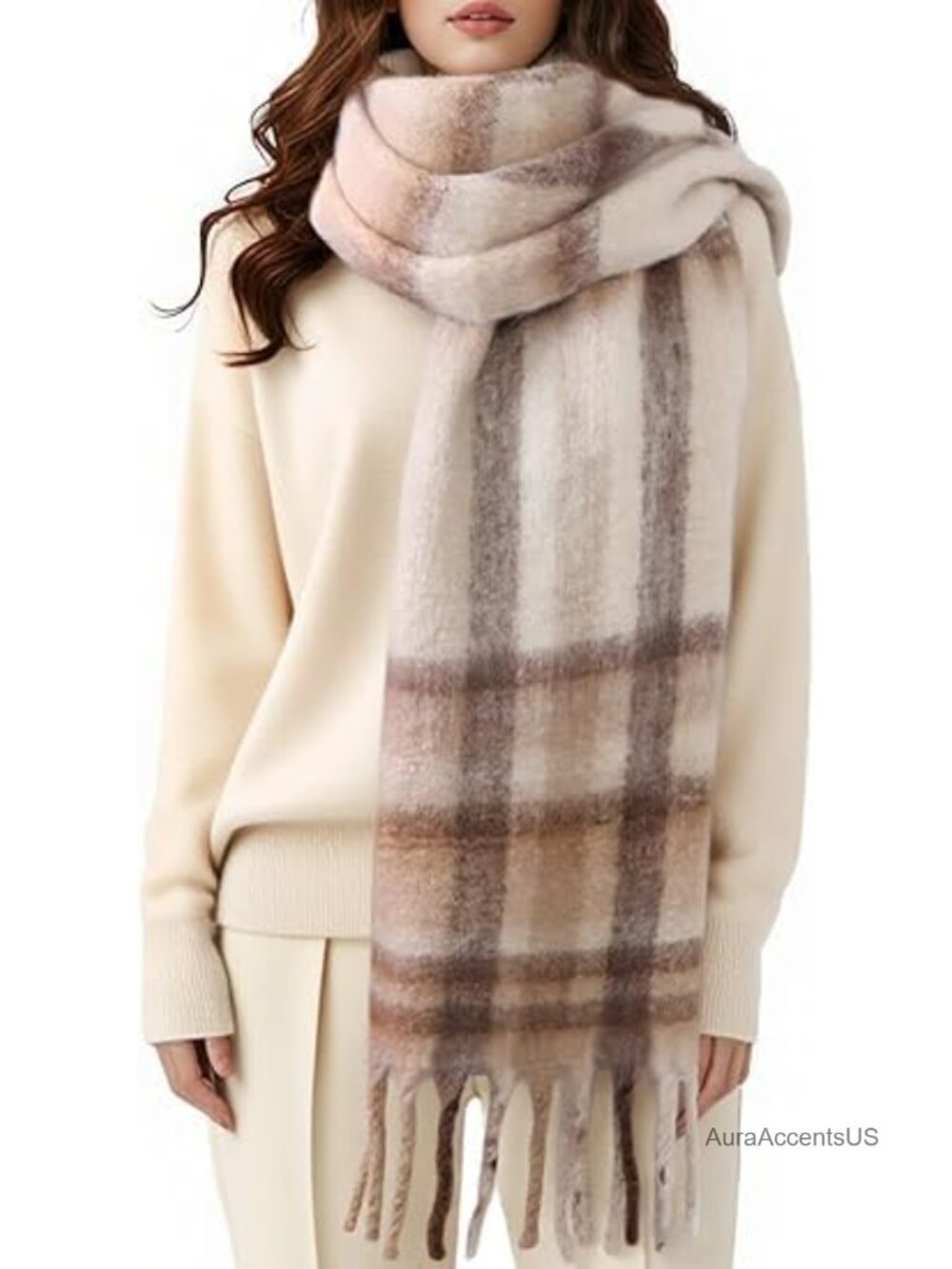 Vintage Mohair Scarf Shawl Wrap Cashmere Feel Blanket Pashmina Winter Women